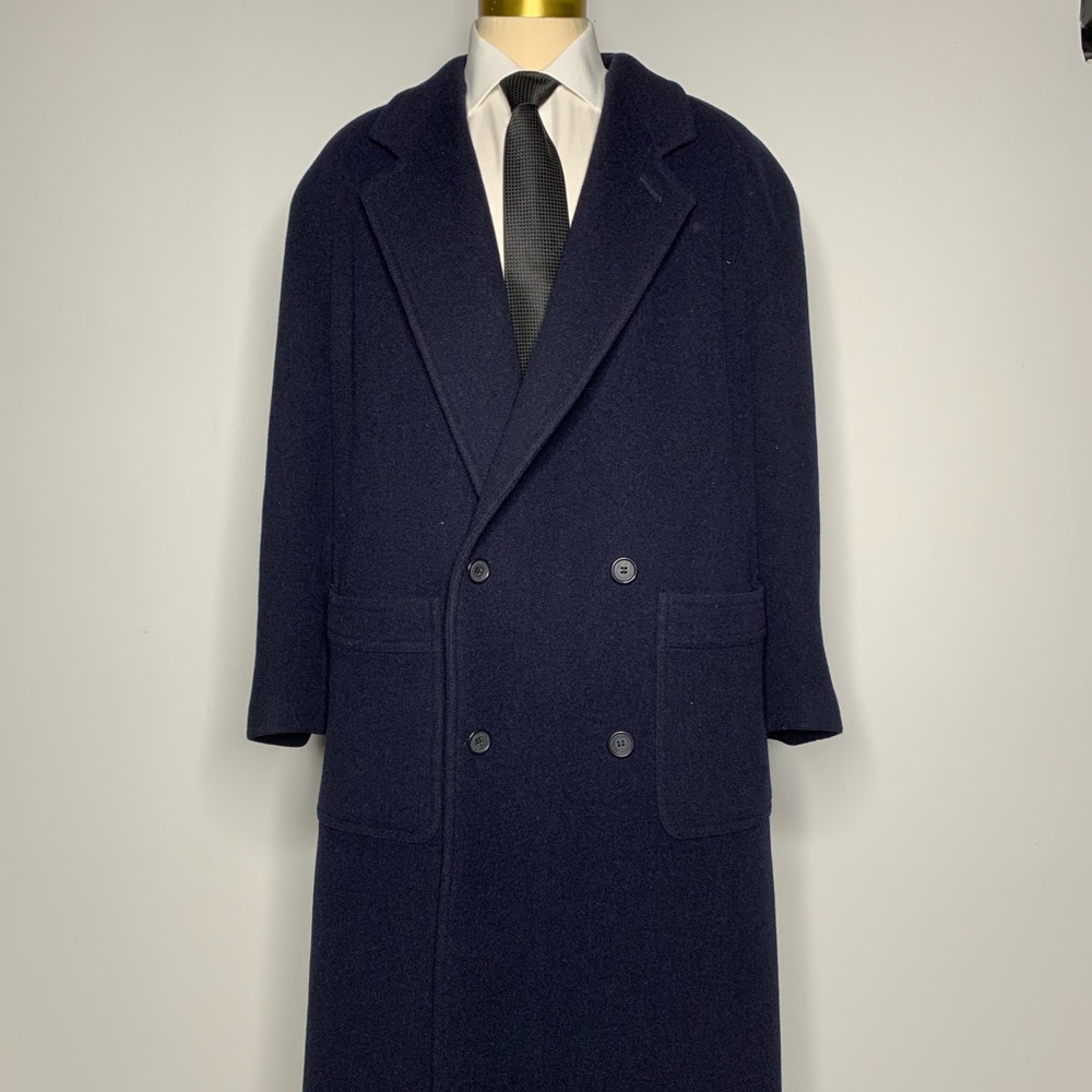 Emporio Armani Overcoat Double Breasted Blue Wool
